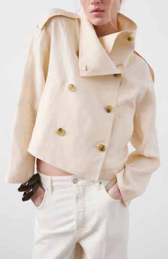 Funnel Neck Linen Jacket