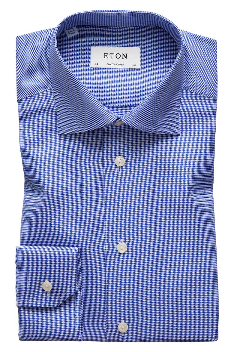 Contemporary Fit Houndstooth Dress Shirt, Alternate, color, BLUE