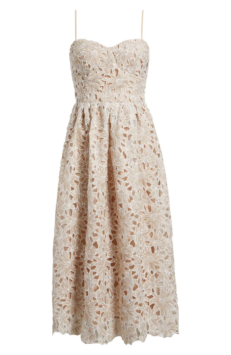 Lucy Paris Mona Lace Midi Dress, Alternate, color, Beige