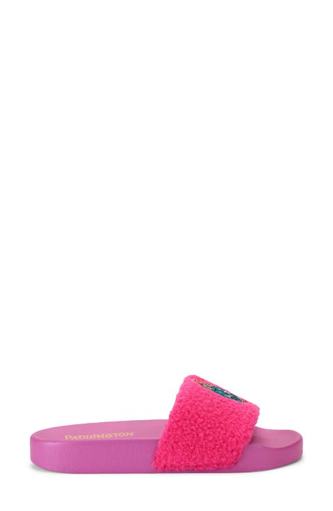 Meena Eagle Faux Shearling Slide Sandal