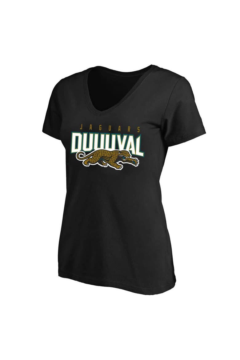 Women's Mitchell & Ness Black Jacksonville Jaguars Plus Size Retro Duval V-Neck T-Shirt, Main, color, Black