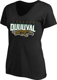 Mitchell & Ness Women's Mitchell & Ness Black Jacksonville Jaguars Plus Size Retro Duval V-Neck T-Shirt