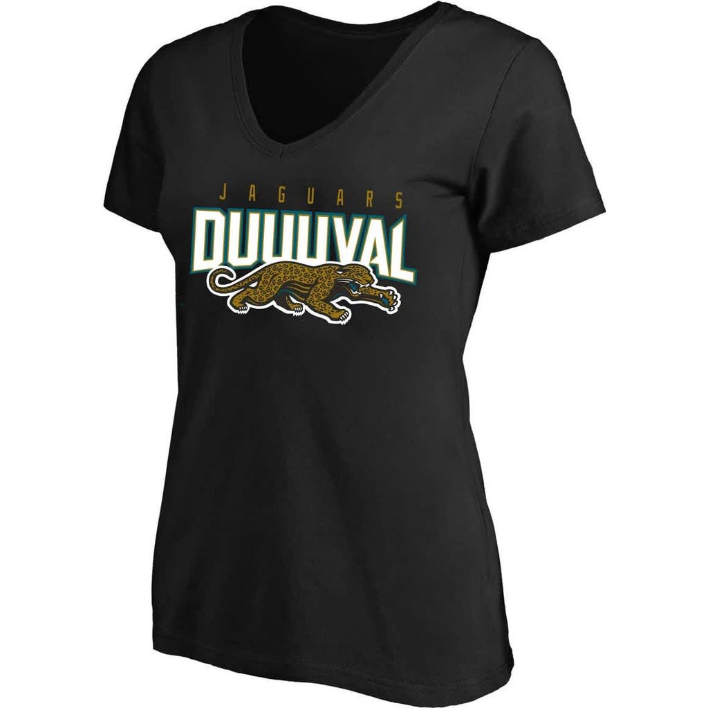 Mitchell & Ness Black Jacksonville Jaguars Plus Size Retro Duval V-neck T-shirt