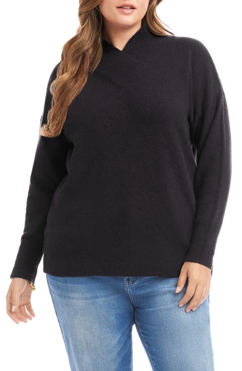 Crossover Collar Sweater (Plus)
