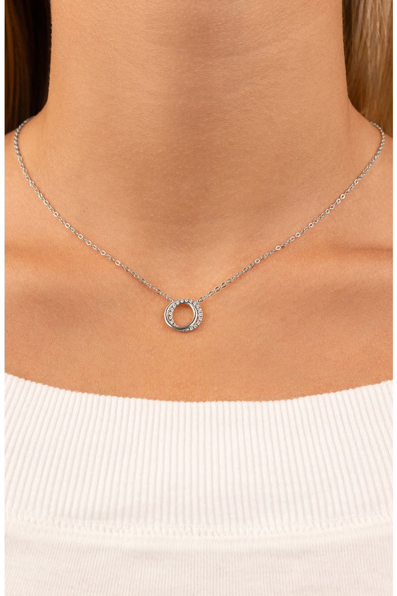 Interlocking Cubic Zirconia Pendant Necklace, Alternate, color, SILVER