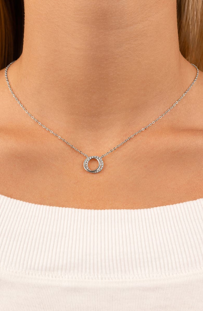 Sterling Forever Interlocking Cubic Zirconia Pendant Necklace, Alternate, color, Silver