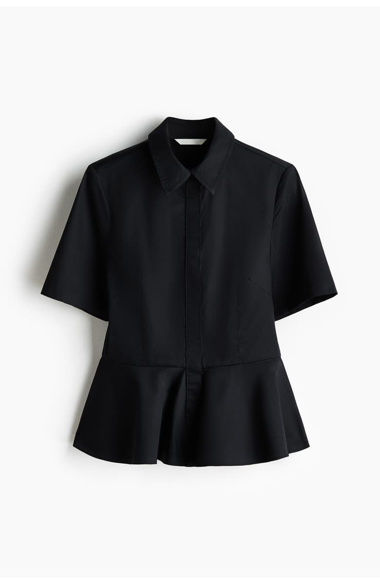 H&M Poplin peplum shirt, Alternate, color, Black