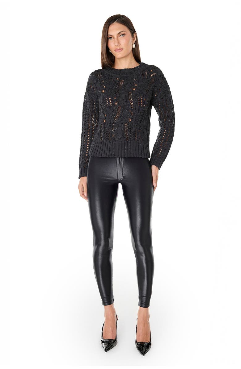 The Noli Shop Elea Crystal Knit Sweater, Alternate, color, Black