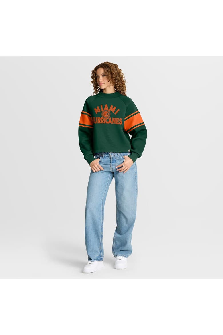 Women's Fanatics Green Miami Hurricanes Oversized Hometown Premium Punt Coverage Raglan Pullover Sweatshirt, Alternate, color, Green