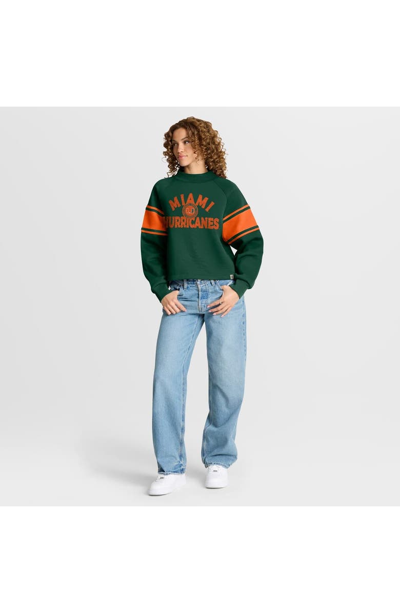 FANATICS Women's Fanatics Green Miami Hurricanes Oversized Hometown Premium Punt Coverage Raglan Pullover Sweatshirt, Alternate, color, Green
