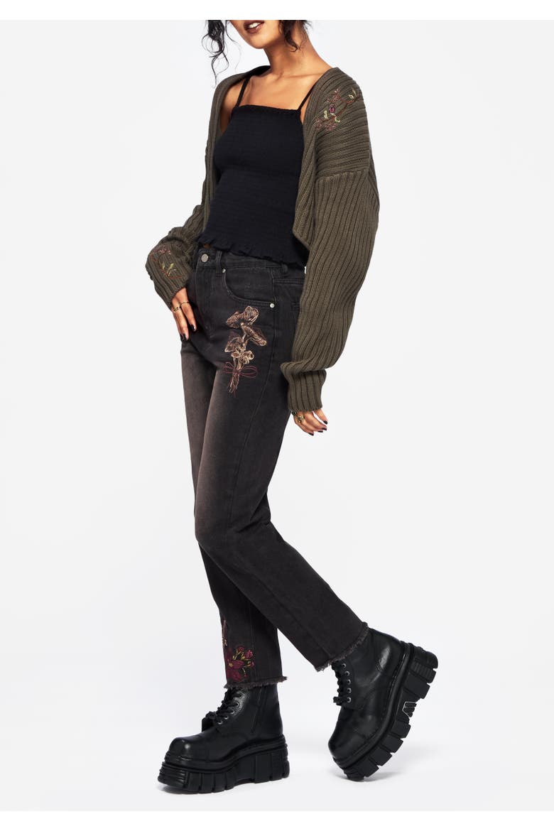 High-Waisted Ankle Jeans, Alternate, color, Black