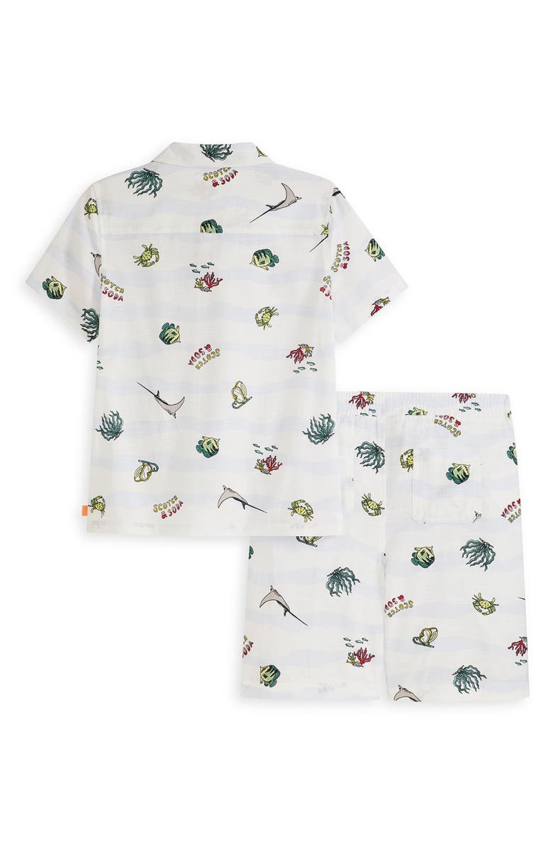 Scotch & Soda Button-Up Shirt & Shorts Set, Alternate, color, Lucent White