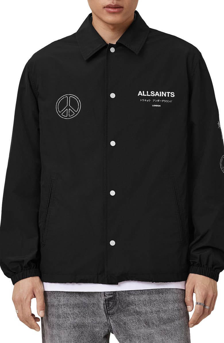AllSaints Orbital Coach Jacket, Main, color, Black