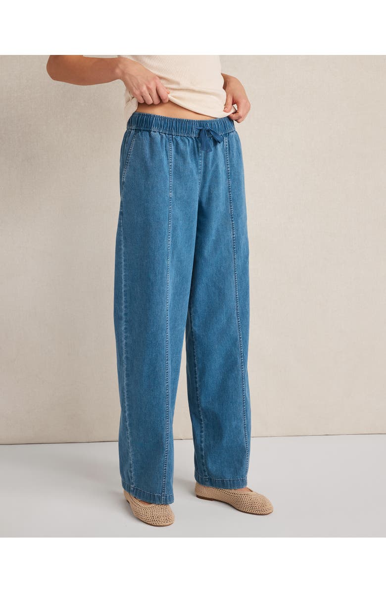 Haven Well Within Organic Cotton Denim Barrel Leg Pants, Main, color, Indigo Wash