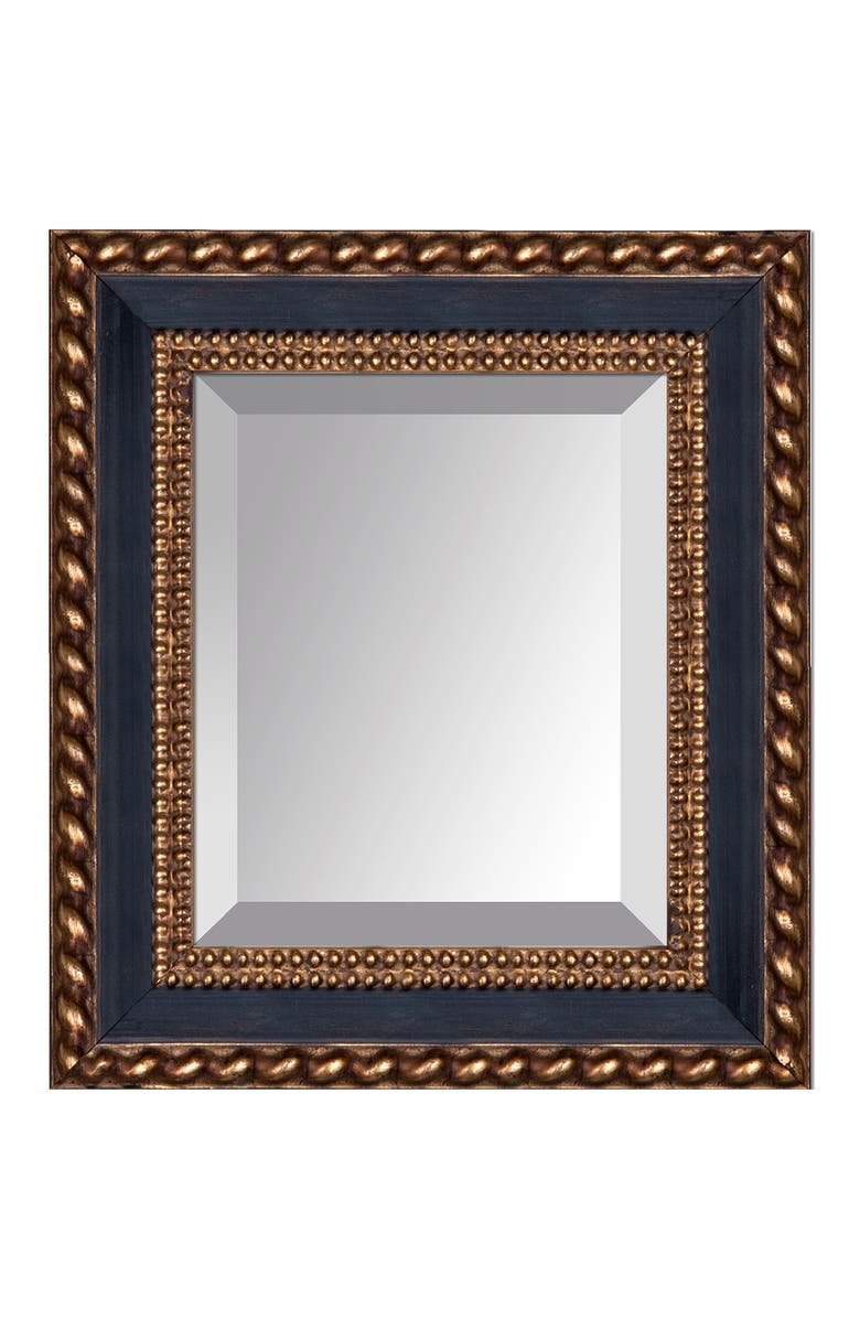 OVERSTOCK ART Verona Black and Gold Braid Framed Mirror - 8"x10", Main, color,