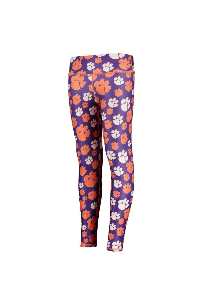 Girls Youth ZooZatz Orange/Purple Clemson Tigers Stacked Mascot Leggings, Main, color, Orange