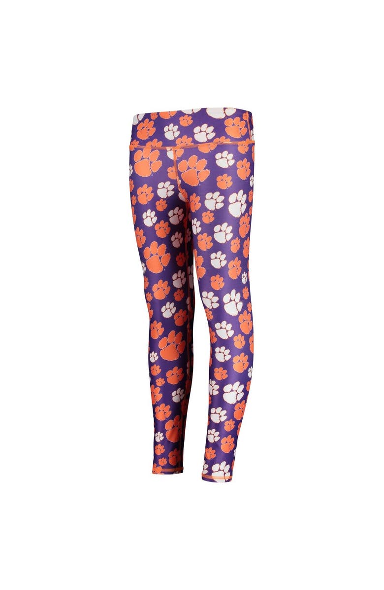 ZOOZATZ Girls Youth ZooZatz Orange/Purple Clemson Tigers Stacked Mascot Leggings, Main, color, Orange