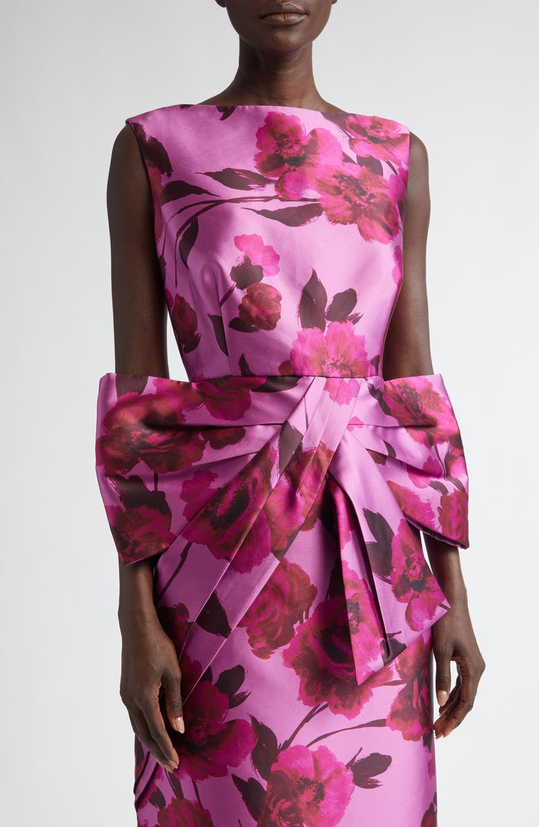Erdem Bow Detail Floral Mikado Gown, Alternate, color, 