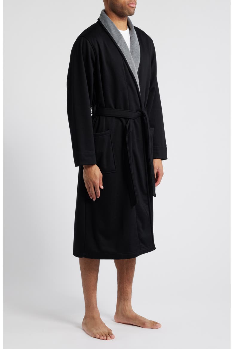 Essential Fleece Lined Robe, Alternate, color, BLACK