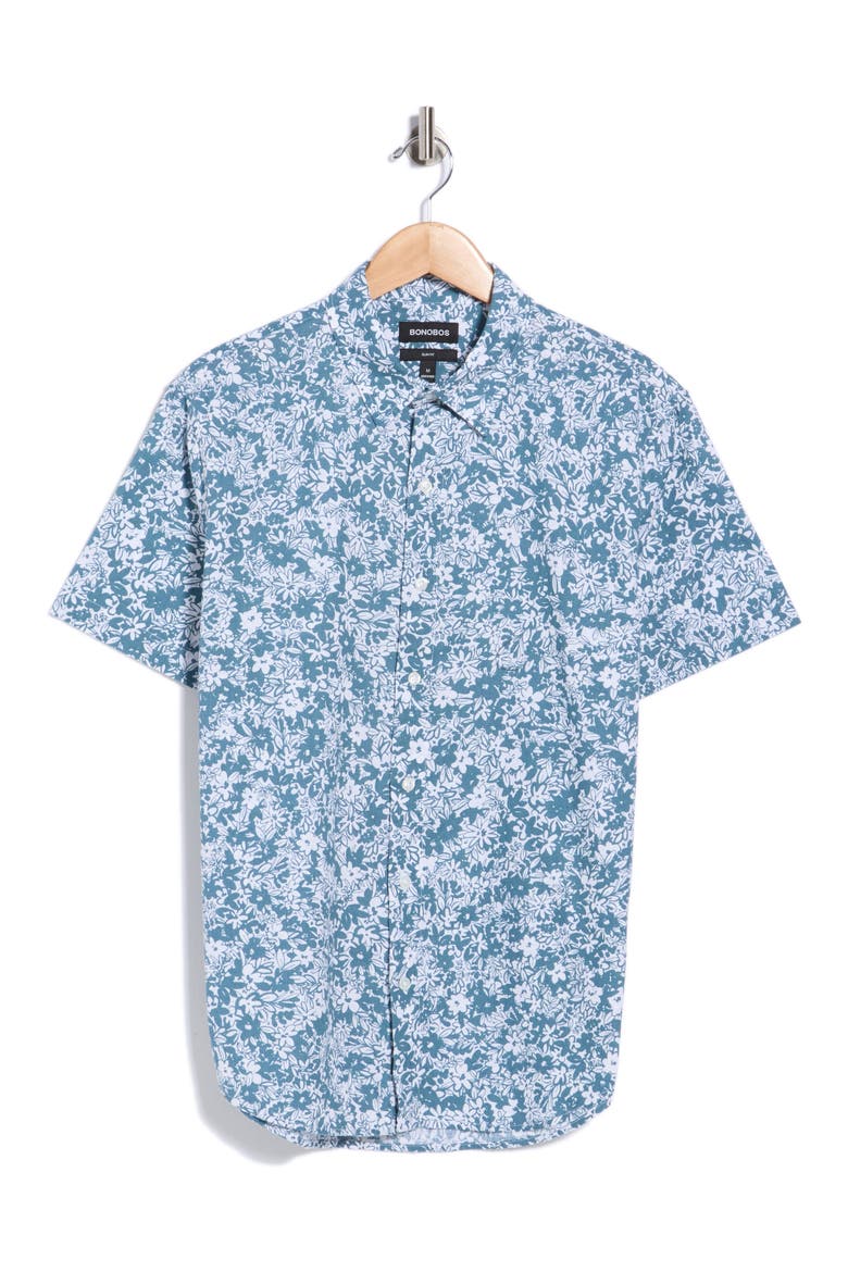 Slim Fit Cotton & Linen Button-Up Shirt, Main, color, AVIGNON FLORAL C38