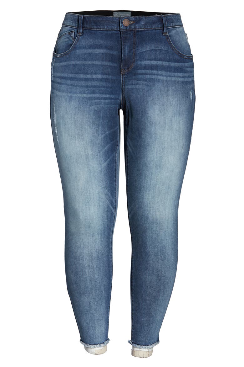 Luxe Touch Fray Hem Ankle Skinny Jeans (Nordstrom Exclusive), Alternate, color, BLUE