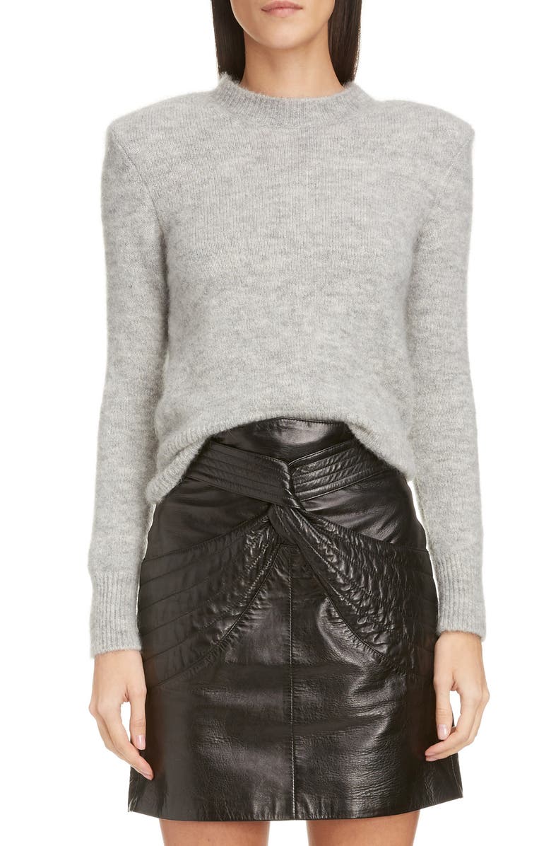 Isabel Marant Shoulder Pad Mohair & Wool Blend Sweater, Main, color,