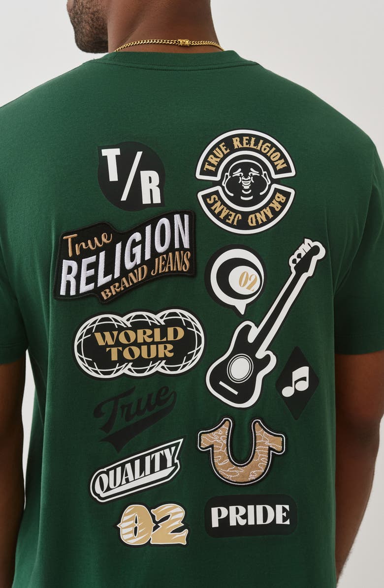 True Religion Embroidered Patch Graphic T-Shirt, Alternate, color, Dark Green