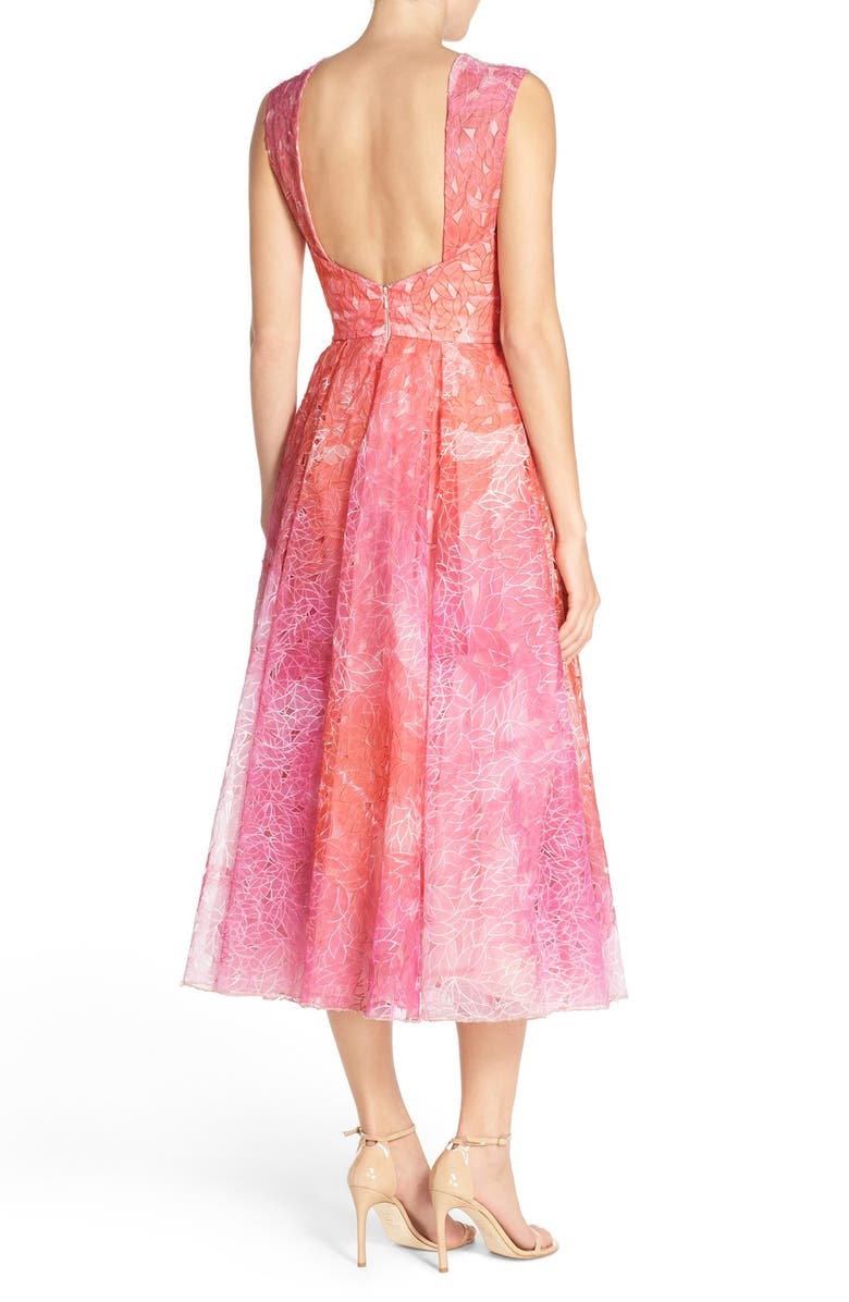 ML Monique Lhuillier Floral Organza Fit & Flare Dress, Alternate, color, 