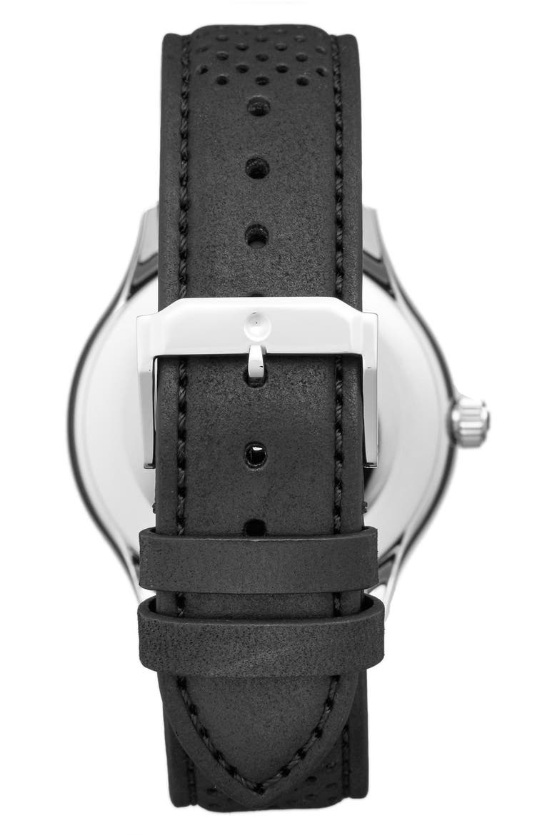 'Heritage' Leather Strap Watch, 40mm, Alternate, color, BLACK/ BLACK