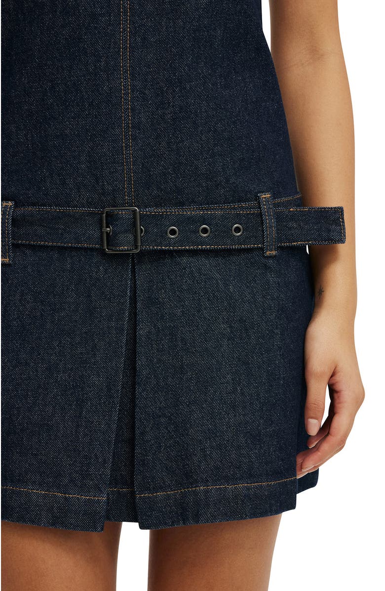 Cotton On Women's Luisa Belted Denim Mini Dress, Alternate, color, Shutter Blue