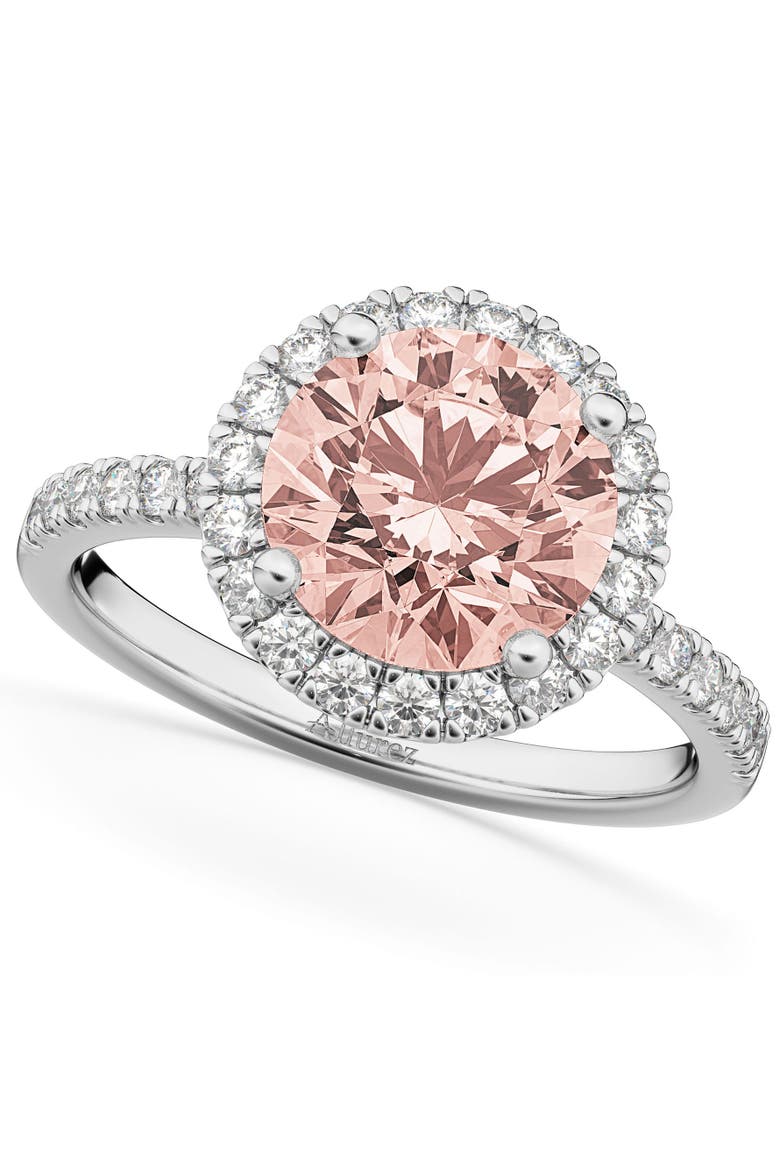 Halo Morganite & Diamond Engagement Ring 14K, Main, color, 2.25ct/White Gold