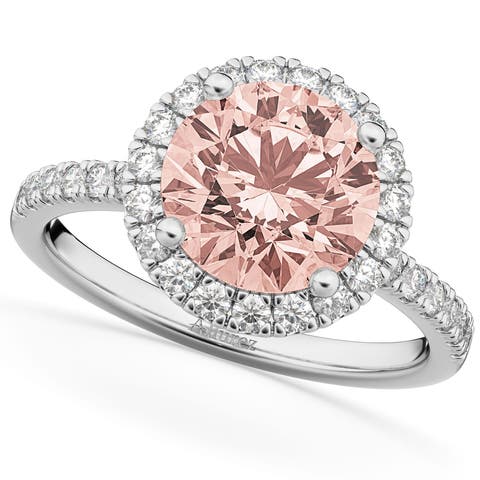 Halo Morganite & Diamond Engagement Ring 14K