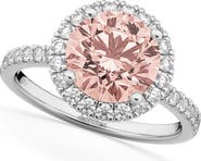 ALLUREZ Halo Morganite & Diamond Engagement Ring 14K