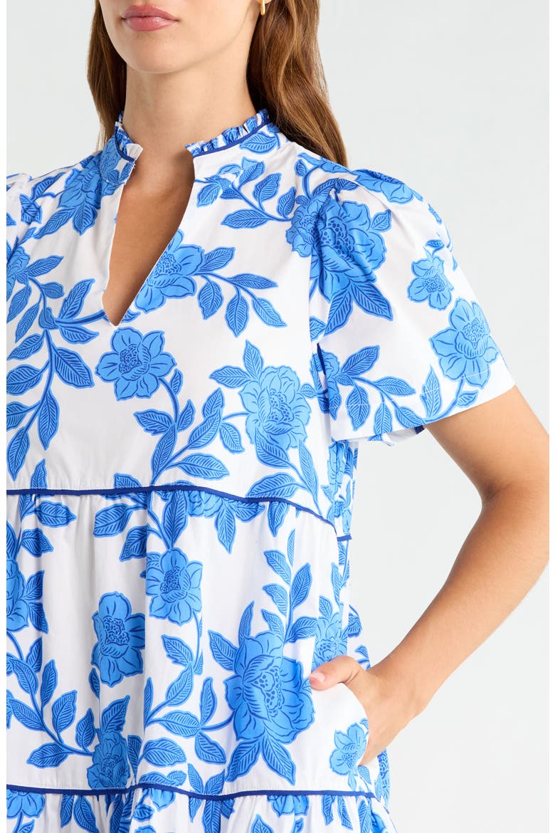 Candace Floral Tiered Cotton Minidress, Alternate, color, WHITE-BLUE-MULTI