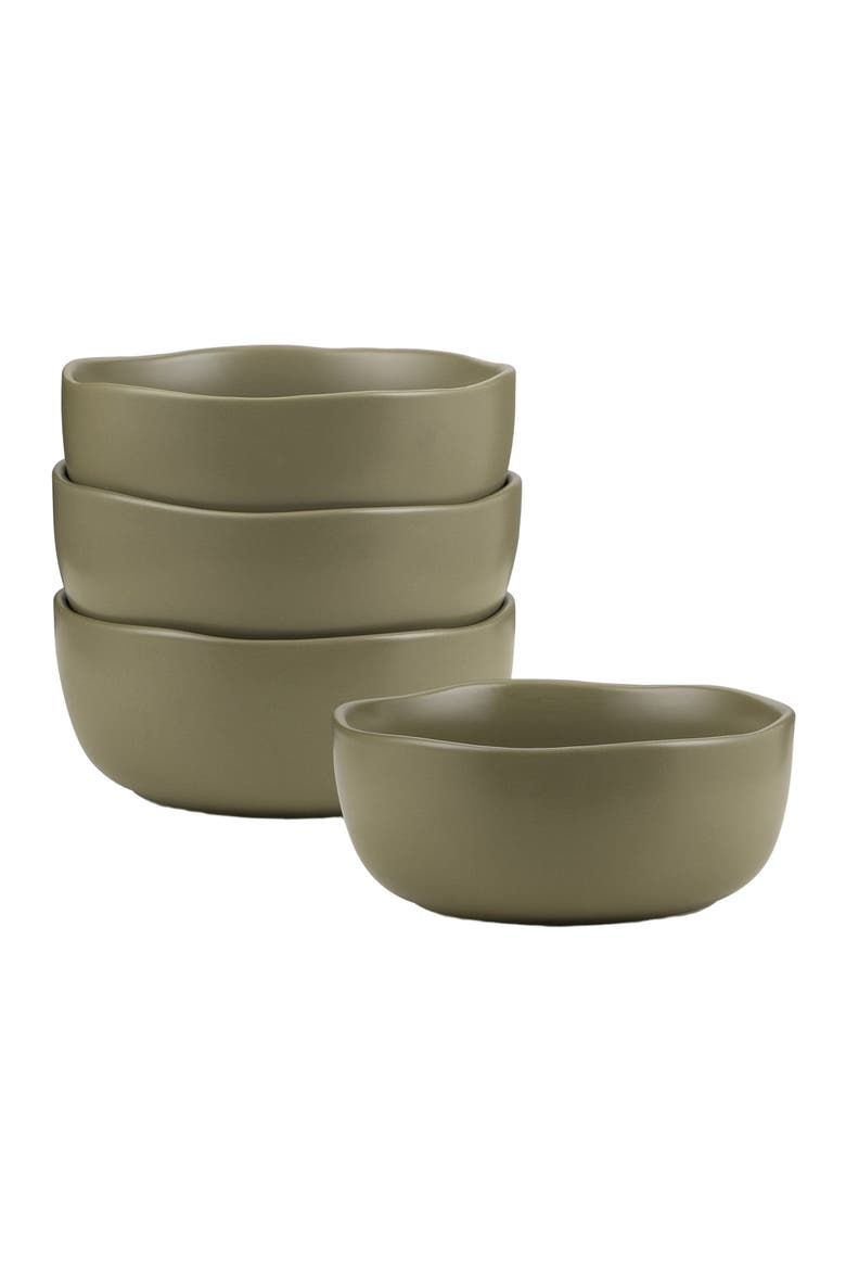 Tom Stoneware 4-Piece Bowl Set, Main, color, Olive