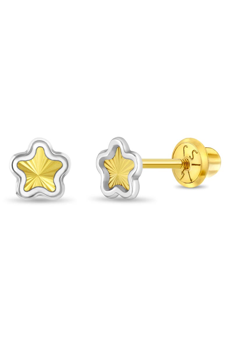 14k Two Tone Flower Earrings, Main, color, Gold