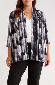 Vikki Vi Brushstroke Print Knit Jacket