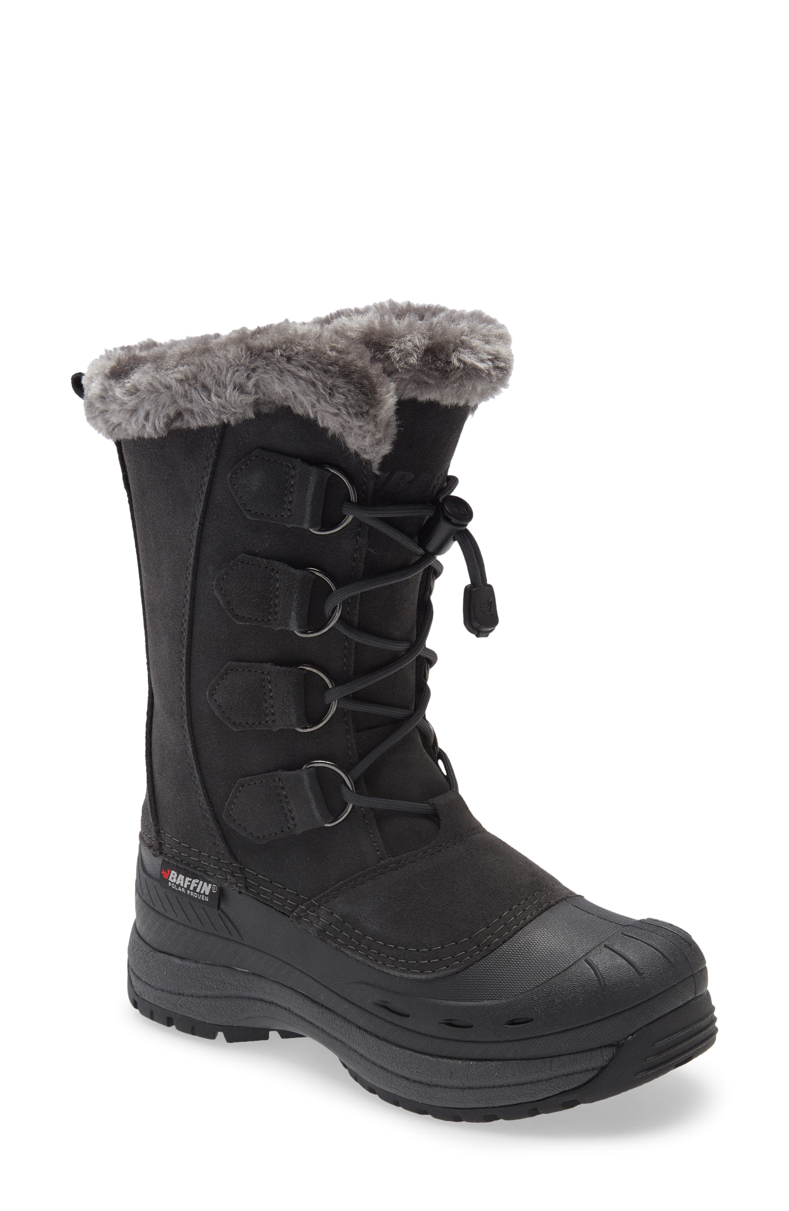 Baffin Chloe Waterproof Winter Boot with Faux Fur Trim, Main, color, Charcoal