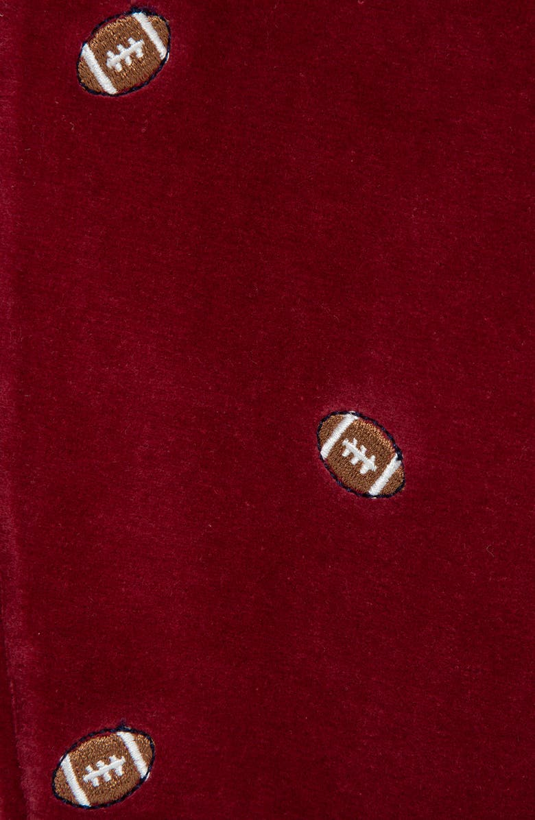 Little Me Football Velour Footie, Alternate, color, Red Multi