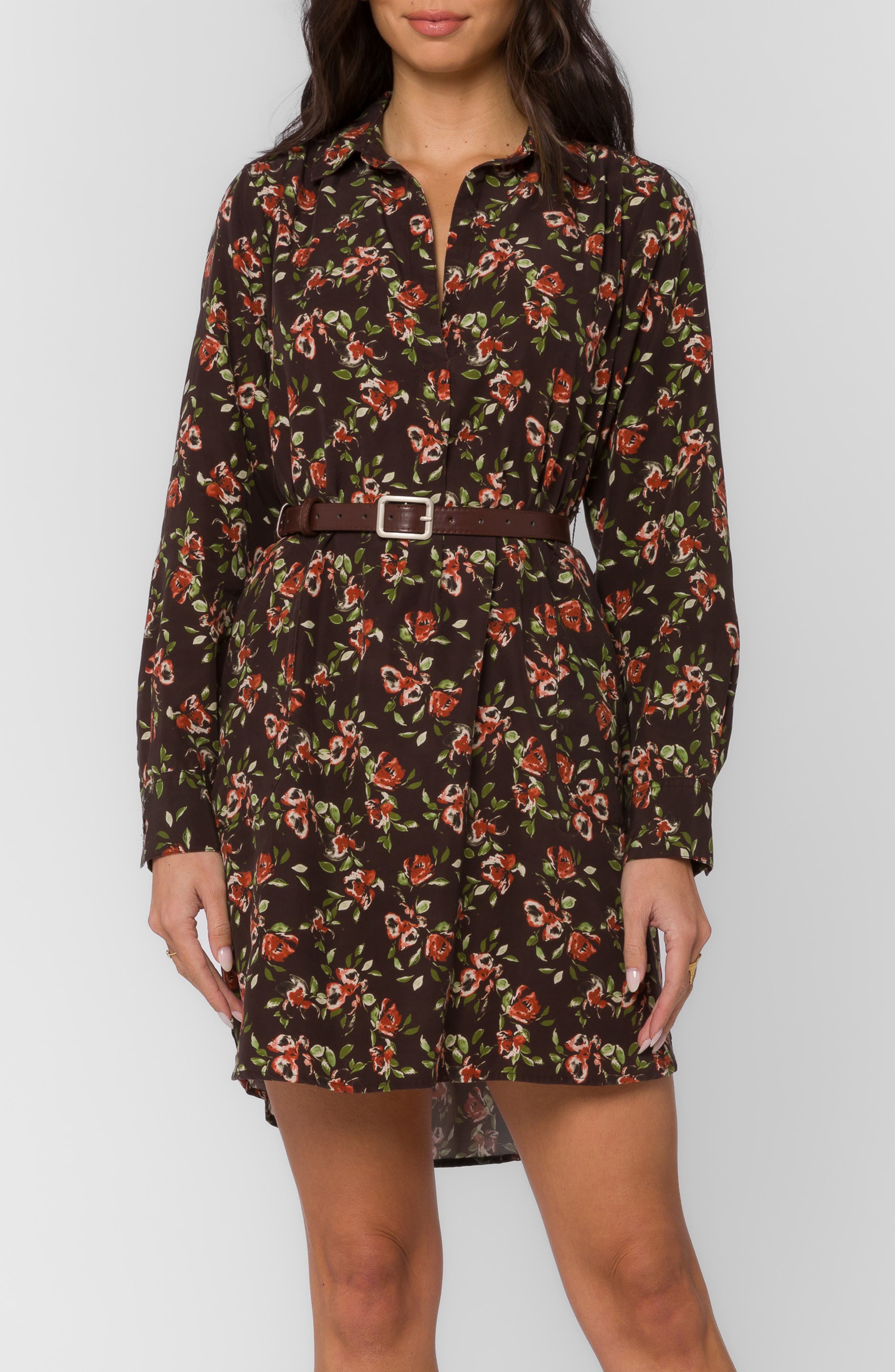 Tessa Floral Belted Shift Shirtdress