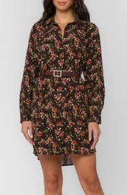 VELVET HEART Tessa Floral Belted Shift Shirtdress