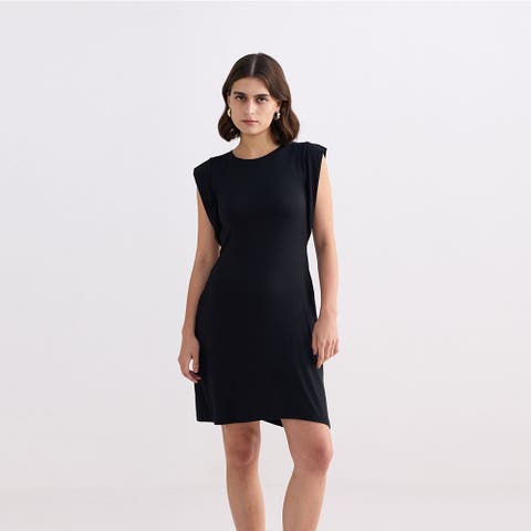 Muscle Tee Short Dress in Black