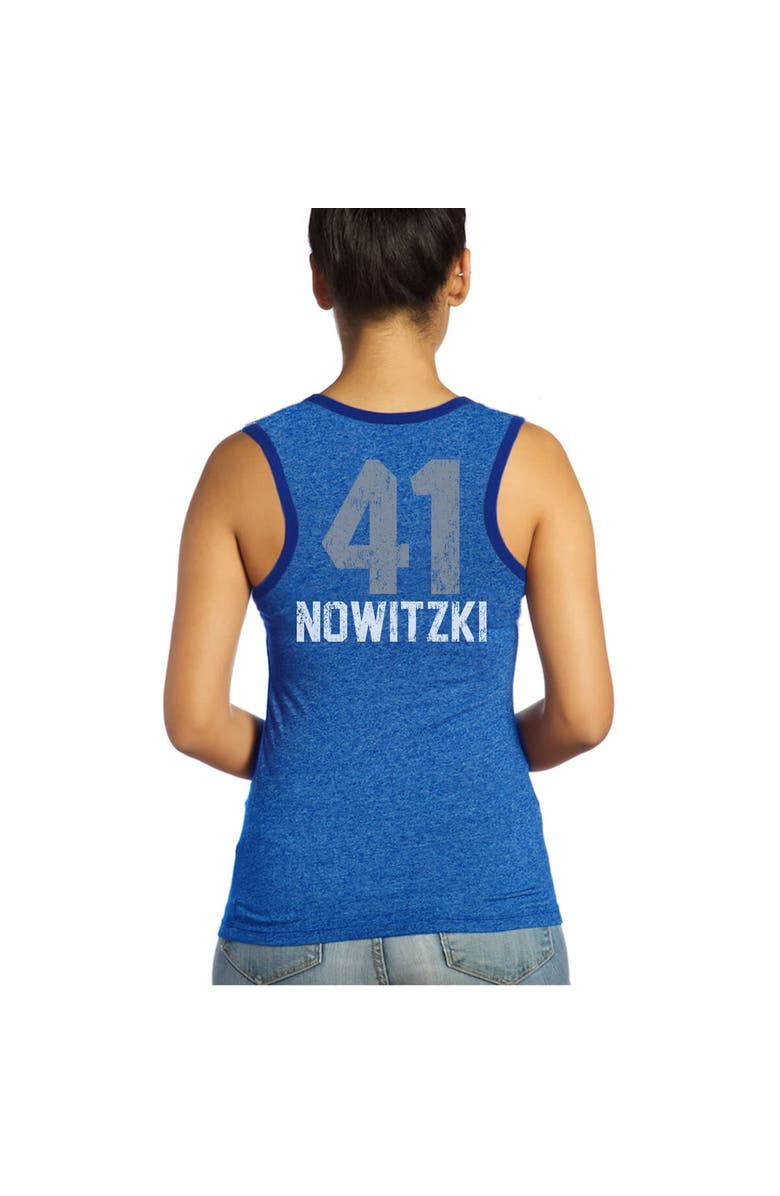 Majestic Threads Women's Majestic Threads Dirk Nowitzki Royal Dallas Mavericks Name & Number Tri-Blend Tank Top, Alternate, color, 