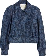 Dries Van Noten Vistam Floral Jacquard Crop Denim Jacket