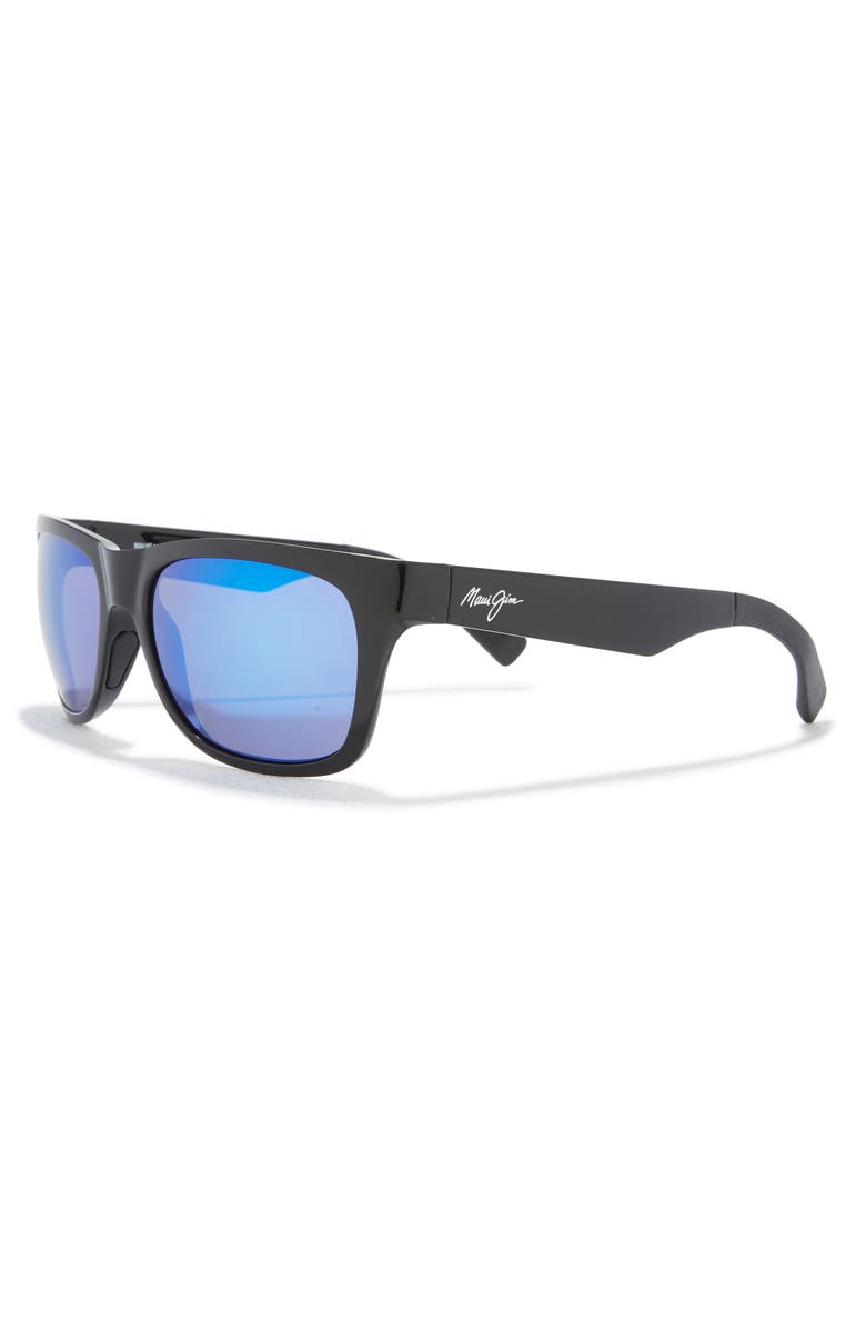 Maui Jim 58mm Core Square Polarized Sunglasses, Alternate, color, Black Black Blue