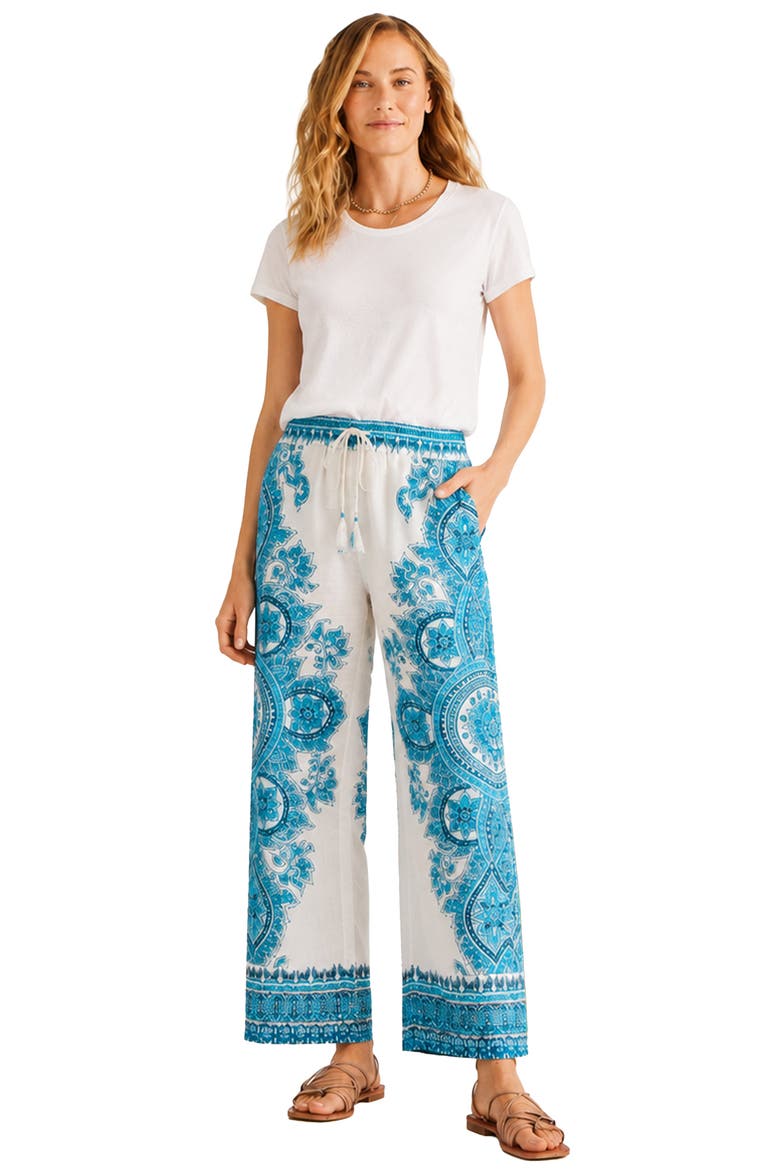 Seraphine Pants, Alternate, color, White/Teal