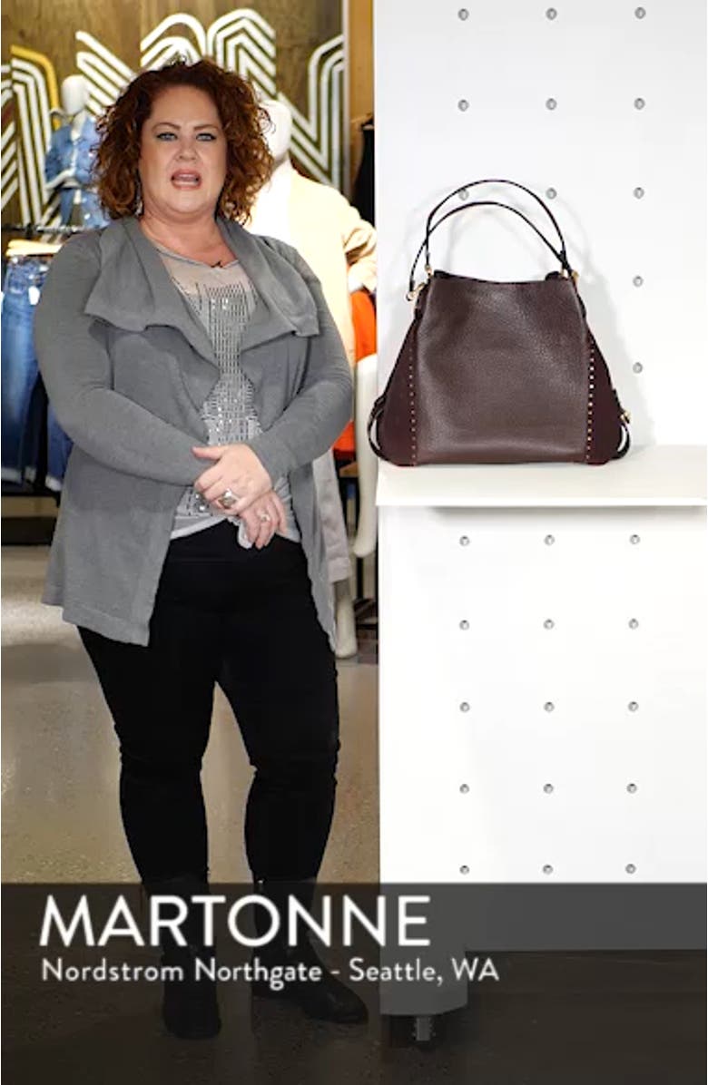 Edie 42 Border Rivets Leather Shoulder Bag, sales video thumbnail
