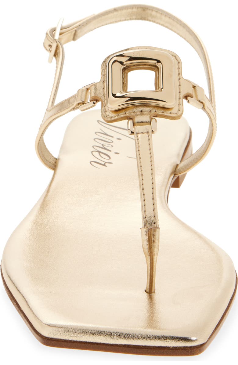 Roger Vivier Viv by the Sea Metallic T-Strap Sandal, Alternate, color, Oro Chiaro