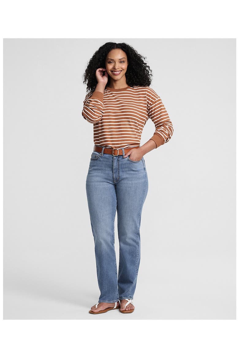 Denim High Rise Straight Curvy Jeans, Alternate, color, Medium Ocean Blue Wash