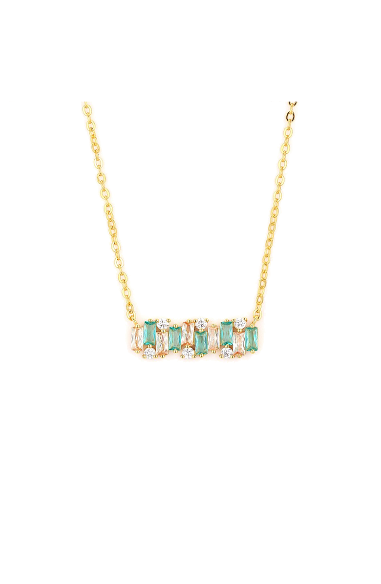 BY ADINA EDEN Colored CZ X Baguette Scattered Bar Necklace, Main, color,